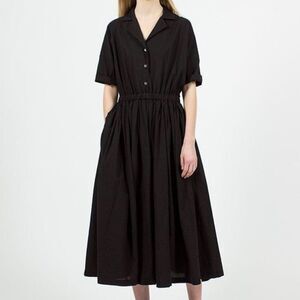 Black Crane Classy Dress Black XS Tencel Linen Midi Maxi Made in USA